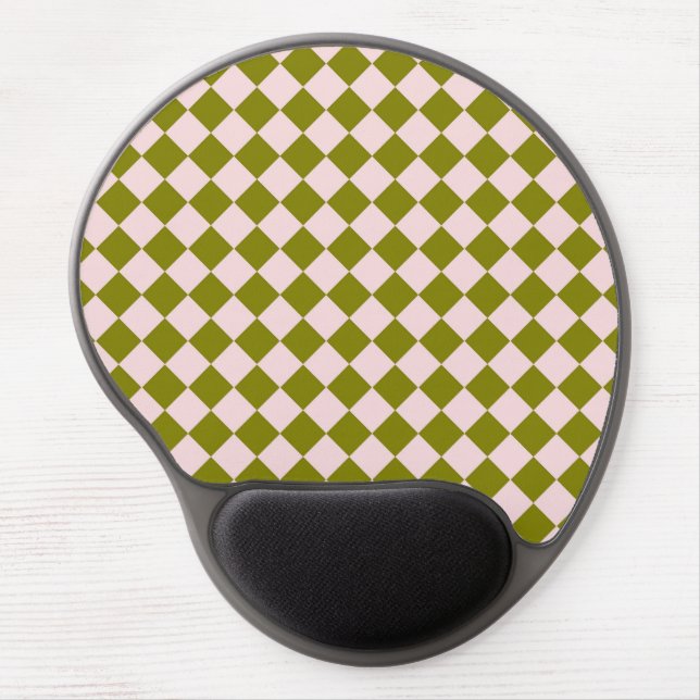 Pink Green Checker Diamond Pattern  Gel Mouse Pad (Front)