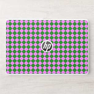 Pink Green Checker Diamond Pattern HP Laptop Skin