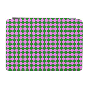 Pink Green Checker Diamond Pattern iPad Mini Cover