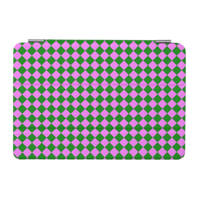 Pink Green Checker Diamond Pattern iPad Mini Cover (Horizontal)