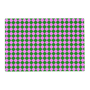 Pink Green Checker Diamond Pattern Laminated Placemat