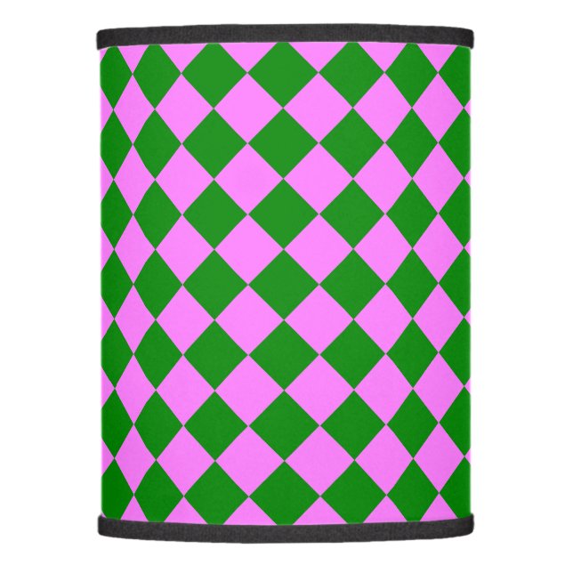 Pink Green Checker Diamond Pattern Lamp Shade (Front)