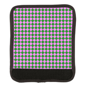 Pink Green Checker Diamond Pattern Luggage Handle Wrap