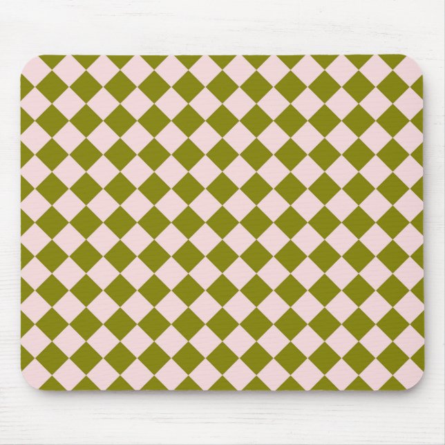 Pink Green Checker Diamond Pattern  Mouse Pad (Front)