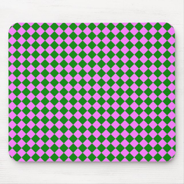 Pink Green Checker Diamond Pattern Mouse Pad (Front)