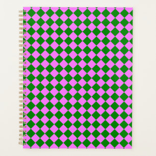 Pink Green Checker Diamond Pattern Planner