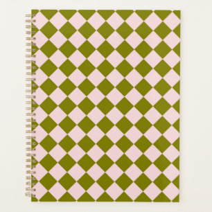 Pink Green Checker Diamond Pattern  Planner