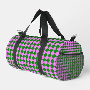 Pink Green Checker Diamond Pattern Small Duffle Bag