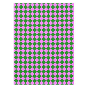 Pink Green Checker Diamond Pattern Tablecloth