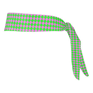 Pink Green Checker Diamond Pattern Tie Headband
