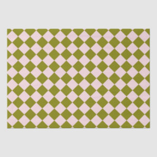 Pink Green Checker Diamond Pattern Tissue Paper