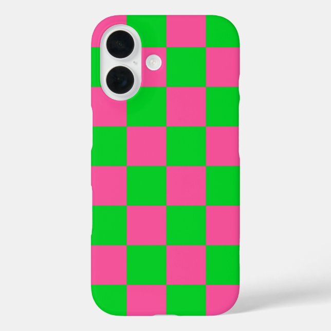 Pink Green Checkered Check Pattern Case-Mate iPhone Case (Back)
