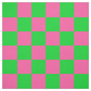 Pink Green Checkered Check Pattern Fabric