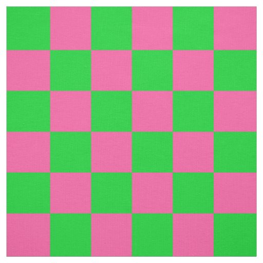 Pink Green Checkered Check Pattern Fabric