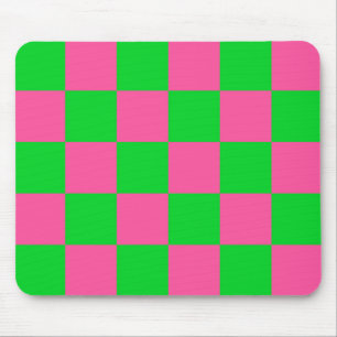 Pink Green Checkered Check Pattern Mouse Pad