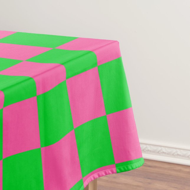 Pink Green Checkered Check Pattern Tablecloth (Creator Uploaded)