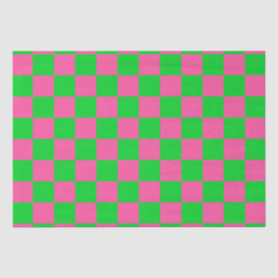 Pink Green Checkered Check Pattern Tissue Paper