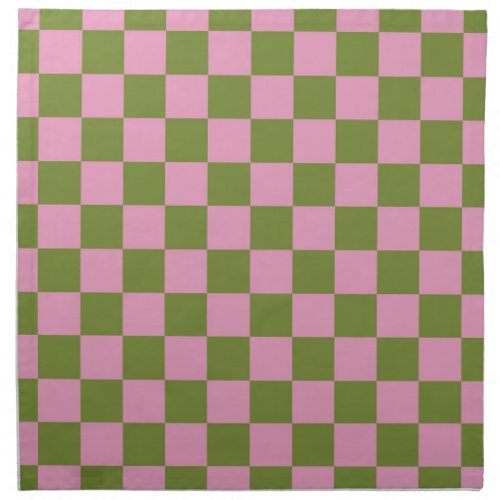 Pink Green Checkered Gingham Pattern Cloth Napkin