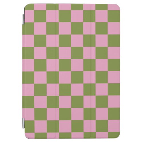 Pink Green Checkered Gingham Pattern iPad Air Cover