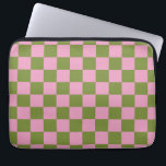 Pink Green Checkered Gingham Pattern Laptop Sleeve<br><div class="desc">Pink Green Checkered Gingham Pattern</div>