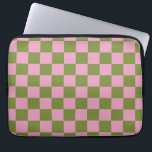 Pink Green Checkered Gingham Pattern Laptop Sleeve<br><div class="desc">Pink Green Checkered Gingham Pattern</div>
