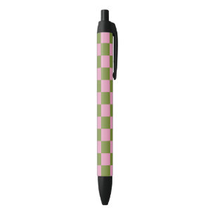 Pink Green Checkered Gingham Pattern Pen