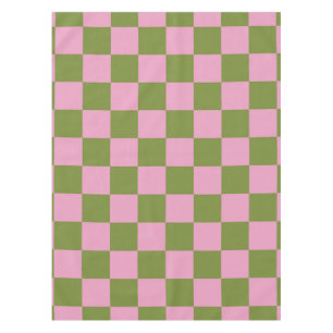 Pink Green Checkered Gingham Pattern Tablecloth