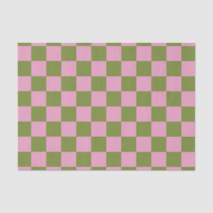 Pink Green Checkered Gingham Pattern Tissue Paper