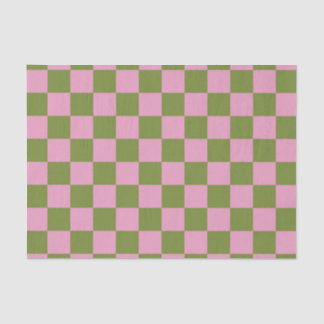 Pink Green Checkered Gingham Pattern Tissue Paper