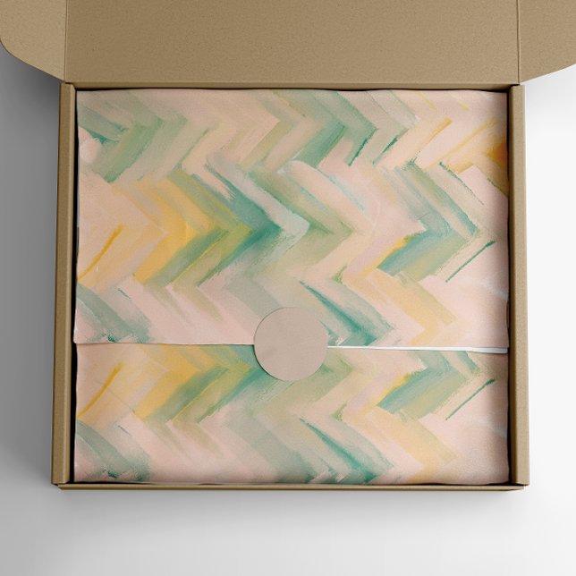 Pink green chevron Abstract geometric line pattern Tissue Paper (Creator Uploaded)