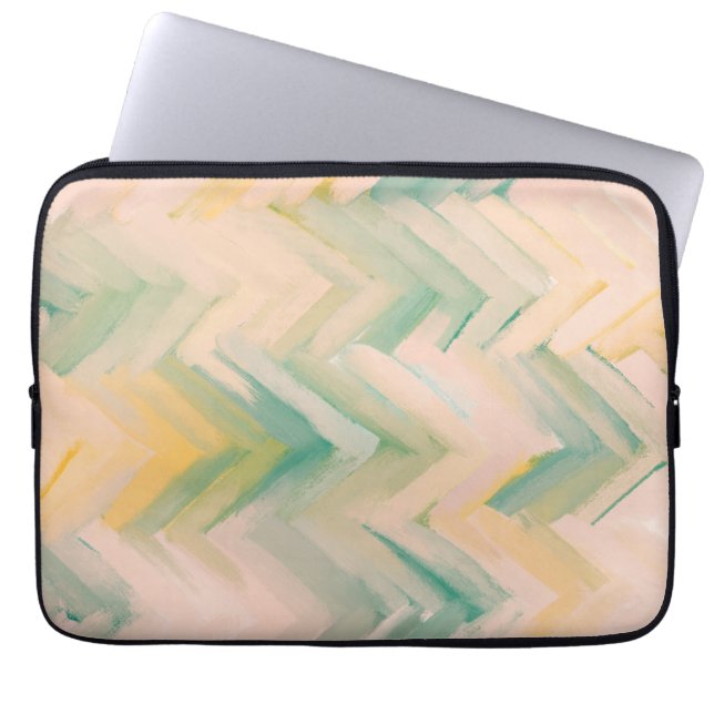 Pink green chevron. Modern abstract geometric line Laptop Sleeve (Front)