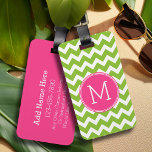 Pink & Green Chevron Pattern with Monogram Luggage Tag<br><div class="desc">Travel in style with a colorful design with an area for monograms. If you need to adjust the artwork or change the font,  you can click on the customize area. This will take you to the design tool where you can make many changes.</div>
