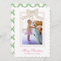 Pink & Green Christmas Butterfly Bow Photo