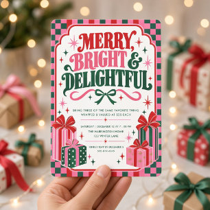 Pink Green Christmas Favorite Things Party Invitation