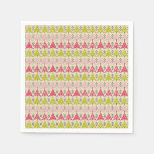 Pink & green Christmas trees Napkins