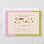 Pink Green Color Block 1 Photo Graduation Party  Invitation (Front)