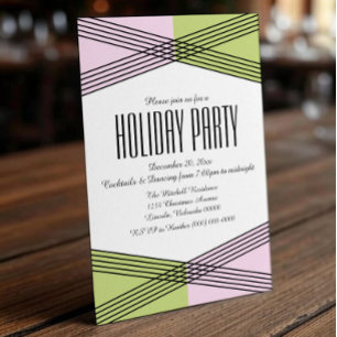Pink Green Colorful Deco Holiday Party Invite