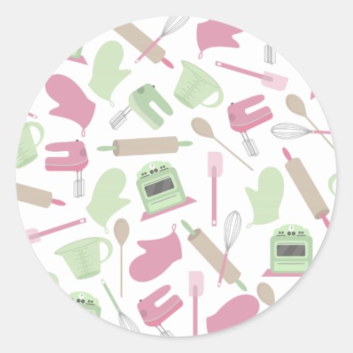 Pink  Green Cooking Pattern Sticker