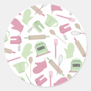 Pink & Green Cooking Pattern Sticker