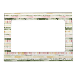 Pink Green Cream Stripes   Magnetic Frame