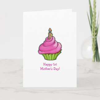 Pink & Green Cupcake 1st Mother's Day Card