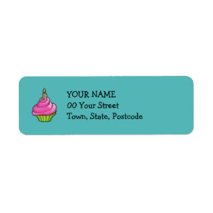 Pink & Green Cupcake aqua Label