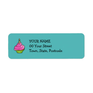 Pink & Green Cupcake aqua Label
