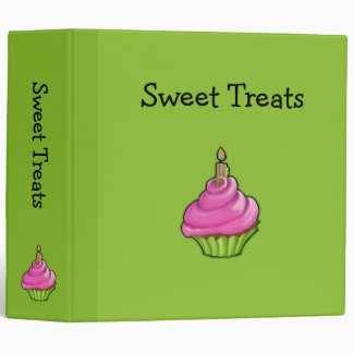 Pink & Green Cupcake green 3 Ring Binder