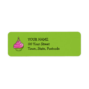 Pink & Green Cupcake green Label