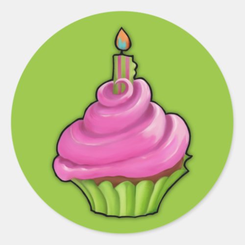 Pink  Green Cupcake green Sticker