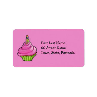 Pink & Green Cupcake pink Label