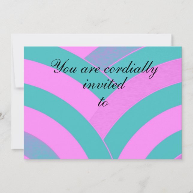 pink/green curved chevron invitation (Front)