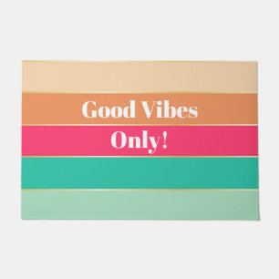 Pink Green Custom Summer Color Block Stripes Doormat