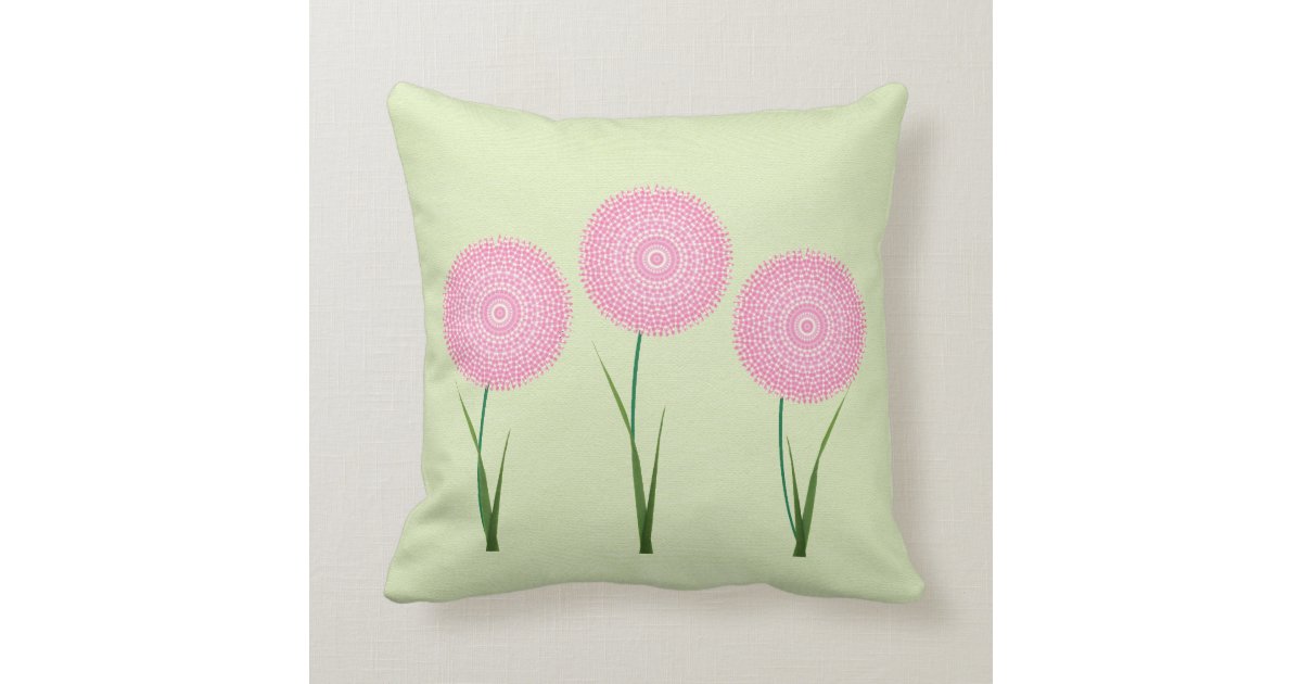 Pink Green Cute Blooming Flowers Pillow Cushions